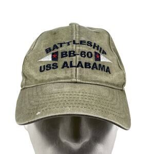 Battleship BB-60 USS ALABAMA green strapback hat cap NAVY military USA